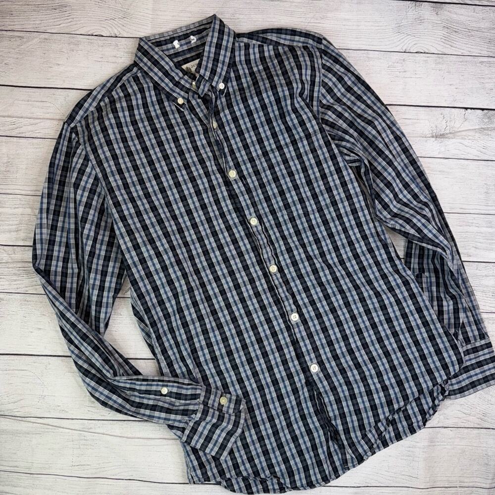J. Crew Shirtings Men's Washed Casual Blue Plaid Button Down Shirt Size Small